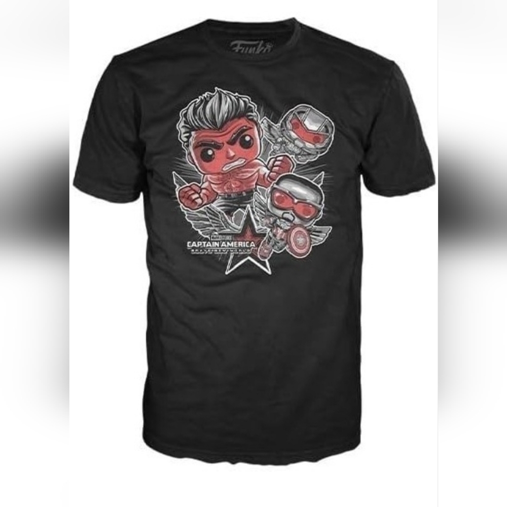 Funko Black T-Shirt with Captain America‎ And Red Hulk Design